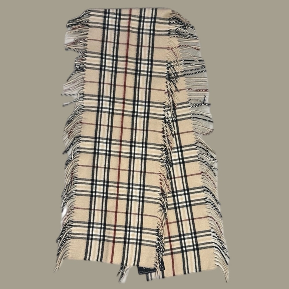 Cashmink® by V. Fraas Plaid Scarf W/ fringe trim-Made in Germany · 100% acrylic